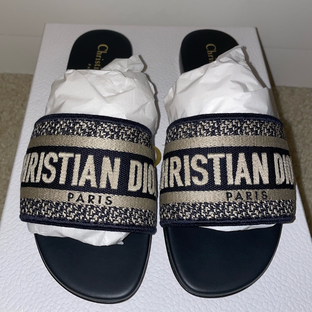 Brand New Dior Dway Slides - Deep Blue